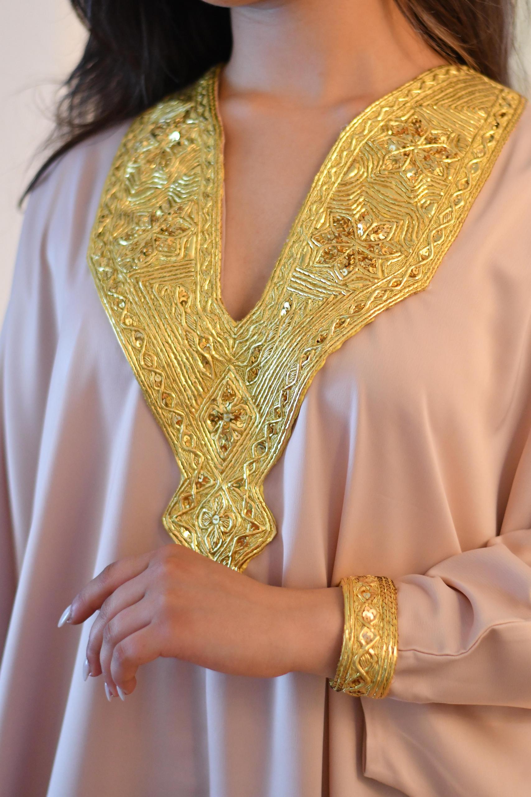 Powder Pink Dress TN-embroidered with gold and silver threads - Image 3