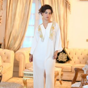 white dress VB -embroidered with gold and silver threads