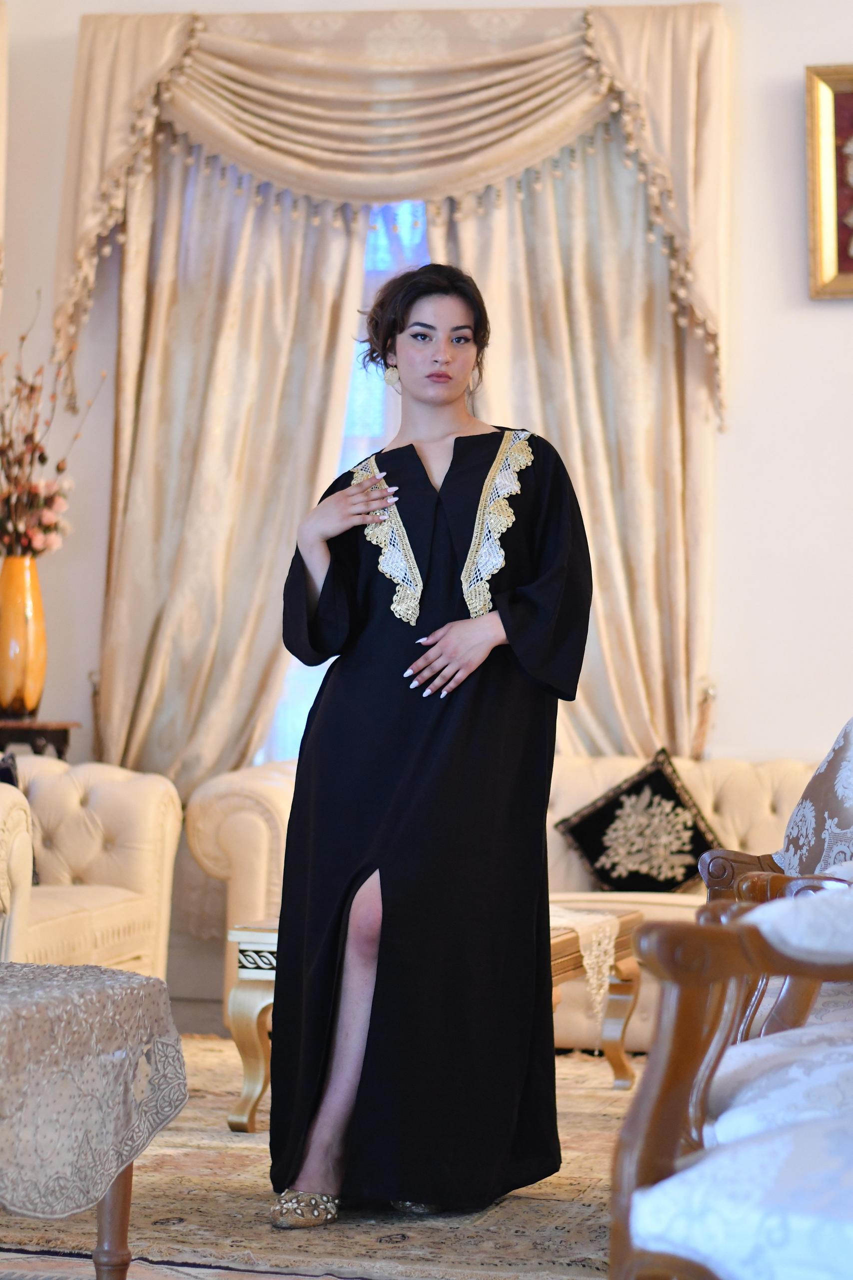 black dress VB -embroidered with gold and silver threads - Image 2