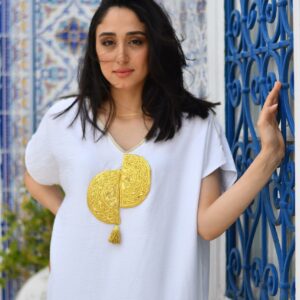 White dress - embroidered with gold and silver threads