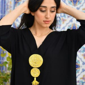 Black Dress W2- Embroidered With Gold Silver Threads